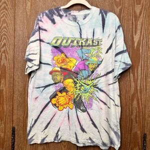 Outkast Shirt‎ Mens XL Tie Dye Multicolor Graphic Hip Hop Band Rap Tee Classic